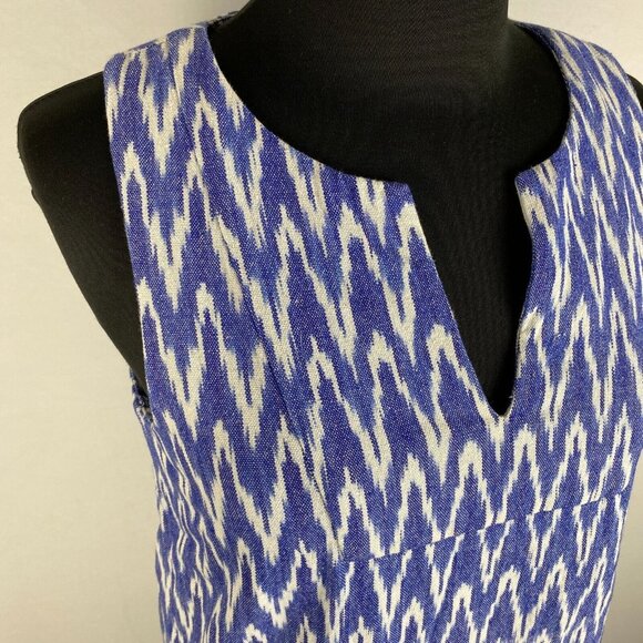 J. Crew Notched Shell Tank Top In Zig Zag Ikat Womens 00 Boho Coastal Grandma - Picture 3 of 16
